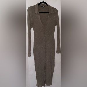 Oatmeal Raw Hem midi Dress